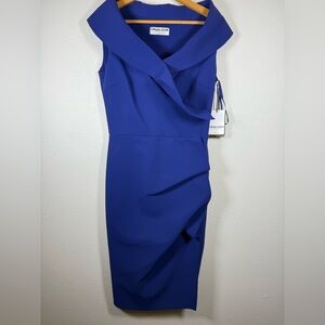 Chiara Boni La Petite Robe Draped Faux Wrap Midi Dress $750 Retail Sz 10/46